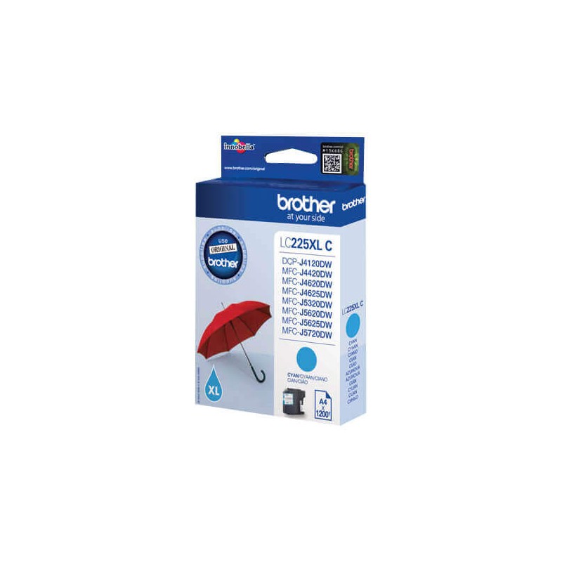 Cartuccia Originale Brother LC225XLC C Ciano 1200 Pagine