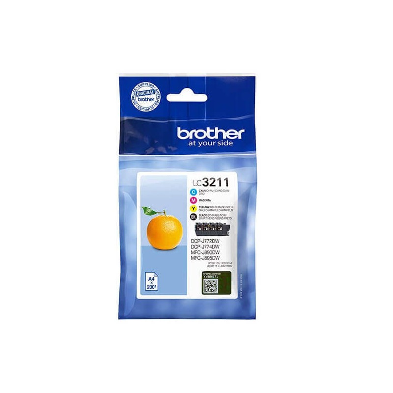 Kit 4 Cartucce Originali Brother LC-3211 200 Pagine Bk 200 Pagine C M Y