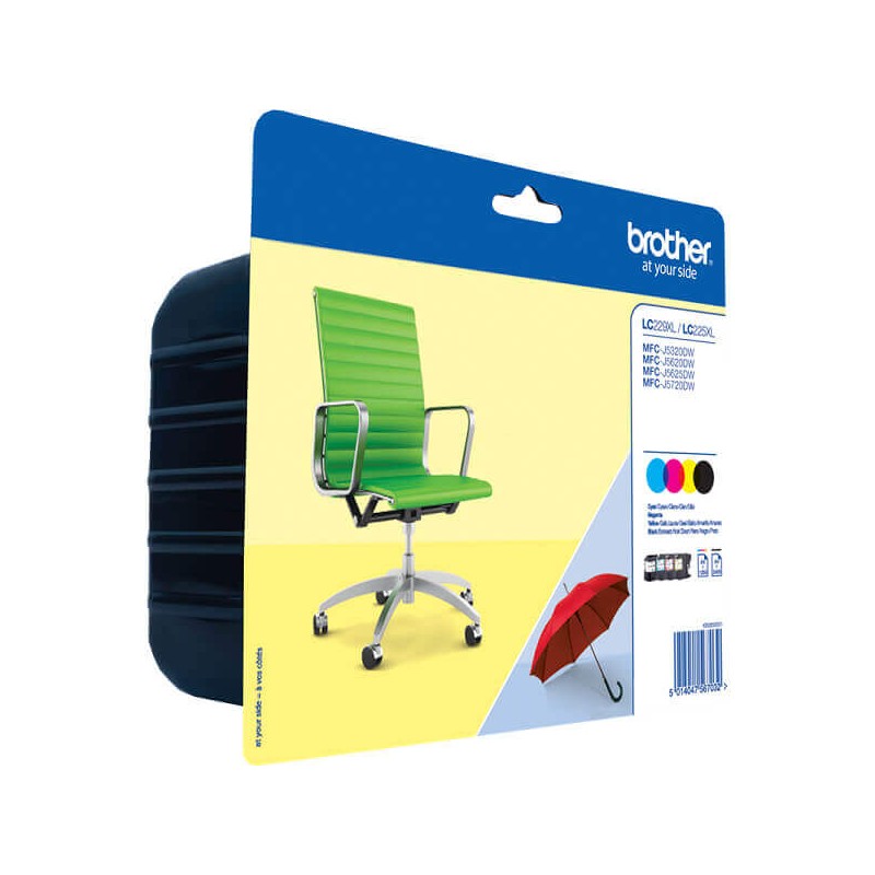 Kit 4 Cartucce Originali Brother LC-229XL 2400 Pagine Bk LC-225XL 1200 Pagine C M Y