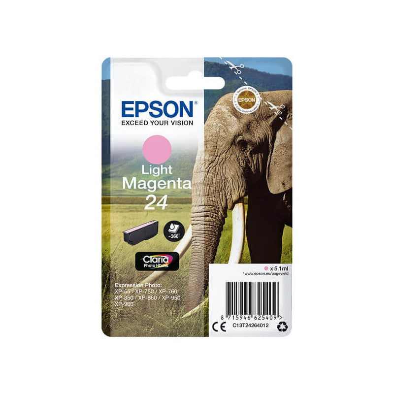 Epson C13T24264012 T2426 24 Cartuccia Originale Light Magenta 360 Pagine