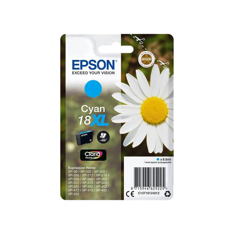Epson C13T18124012 T1812 18XL Cartuccia Originale C Ciano 450 Pagine
