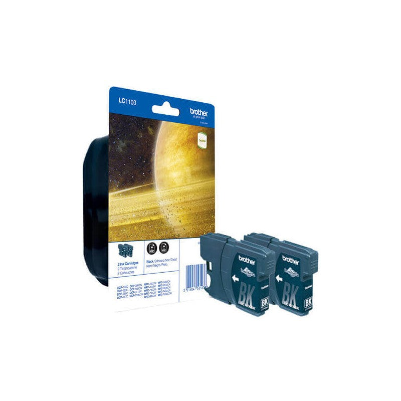 Kit 2 Cartucce Originali Brother LC-1100BK Bk Nero 450 Pagine
