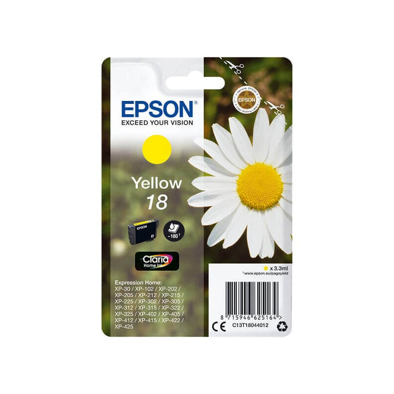Epson C13T18044012 T1804 18 Cartuccia Originale Y Yellow 180 Pagine