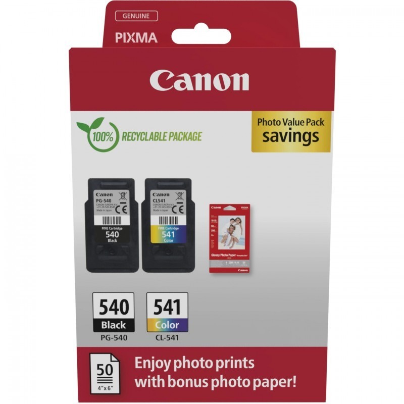 Canon PG-540 + CL-541 5225B013 Kit 2 Cartucce Originali Bk Col + Carta Fotografica