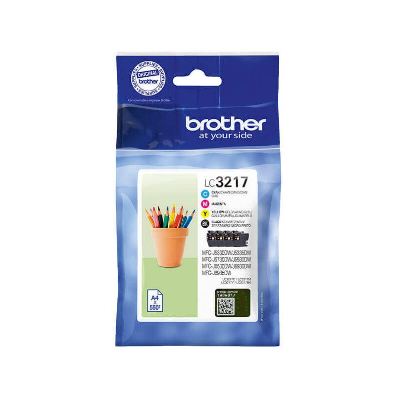 Kit 4 Cartucce Originali Brother LC-3217 550 Pagine Bk 550 Pagine C M Y