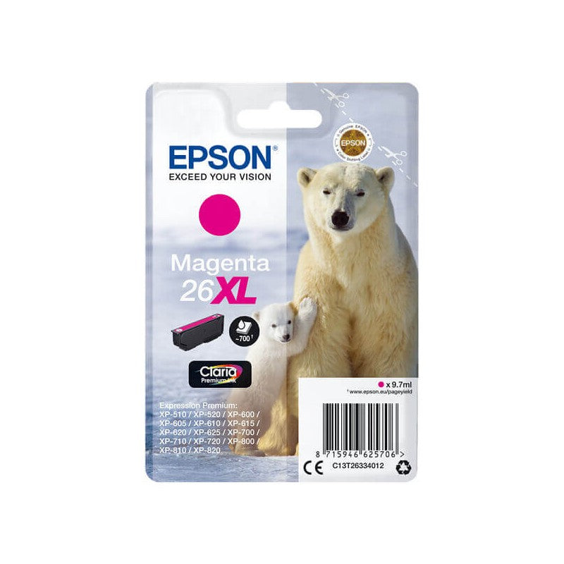 Epson C13T26334012 T2633 26XL Cartuccia Originale M Magenta 700 Pagine
