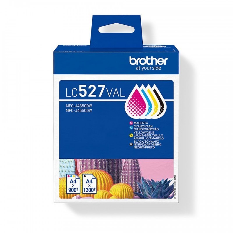 Kit 4 Cartucce Originali Brother LC527 BK 1300 Pagine CMY 900 Pagine