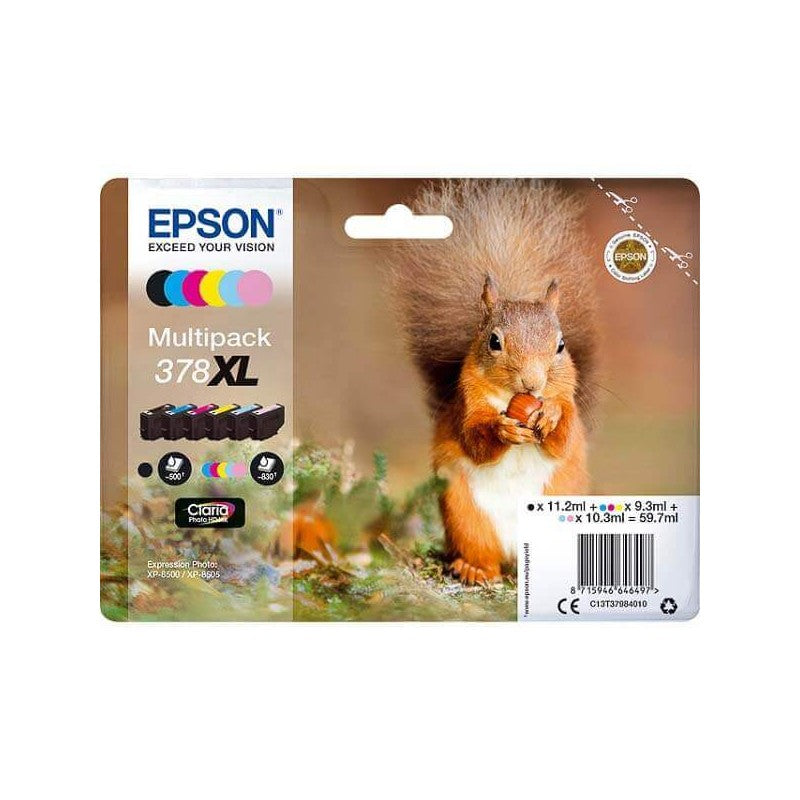 Epson C13T37984010 378XL Kit 6 Cartucce Originali Bk nero C M Y LC LM