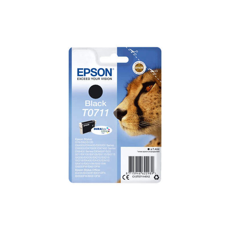 Epson C13T07114012 T0711 Cartuccia Originale Bk Nero 7,4ML 245 Pagine