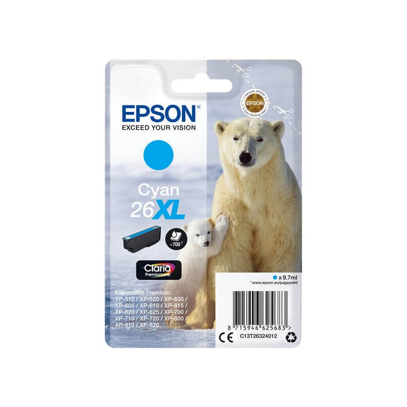 Epson C13T26324012 T2632 26XL Cartuccia Originale C Ciano 700 Pagine