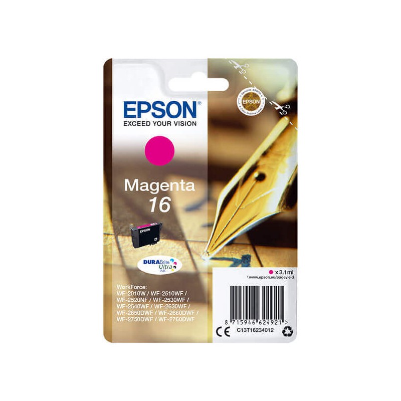 Epson C13T16234012 T1623 16 Cartuccia Originale M Magenta 165 Pagine