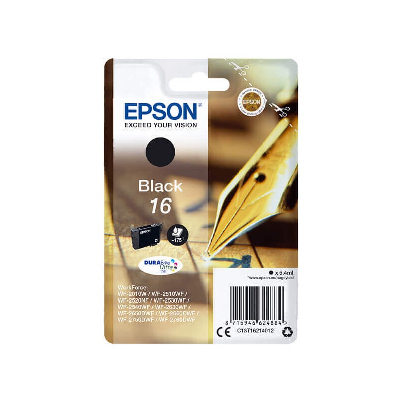 Epson C13T16214012 T1621 16 Cartuccia Originale Bk Nero 175 Pagine