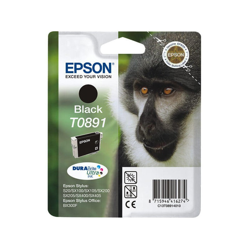 Epson C13T08914011 T0891 Cartuccia Originale Bk Nero 5,8ML 170 Pagine