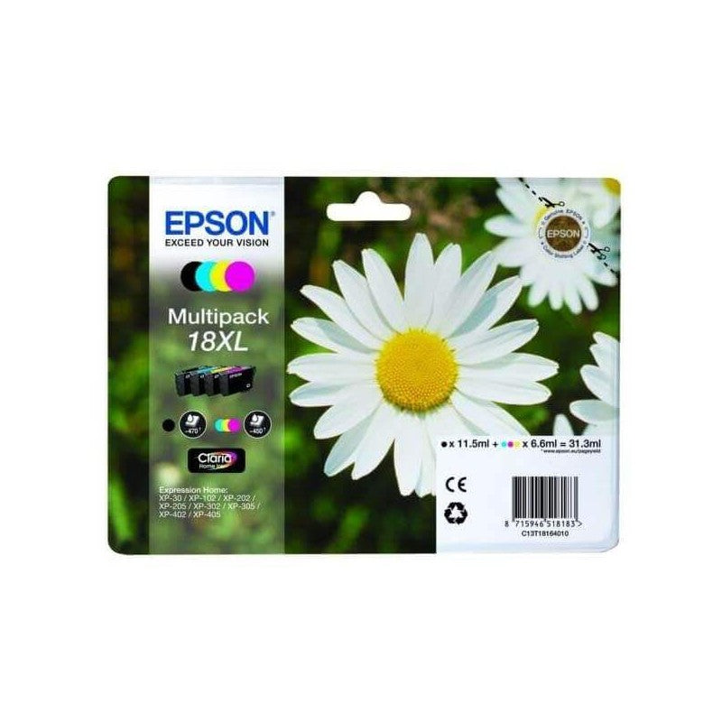 Epson C13T18164012 T1816 18XL Kit 4 Cartucce Originali BK C M Y