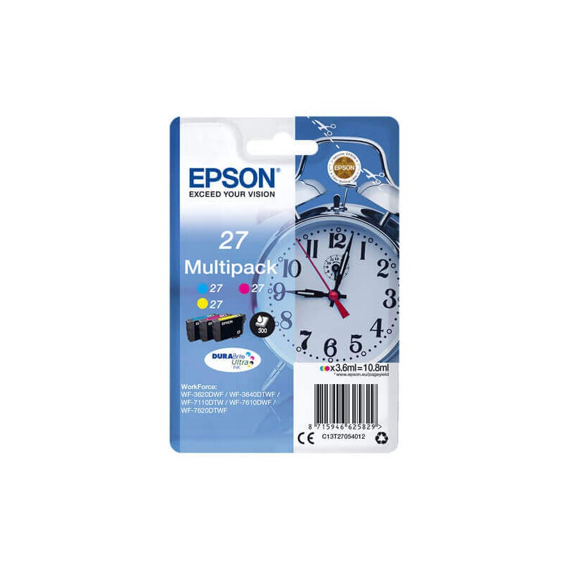 Epson C13T27054012 T2705 27 Kit 3 Cartucce Originali C M Y 300 Pagine