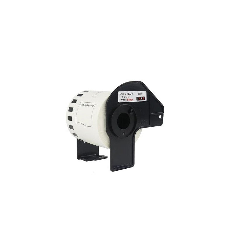 Brother DK-22251 Etichetta Adesiva in carta Compatibile 62mm X 15,24mt Nero/Rosso su Bianco Con Supporto In Plastica