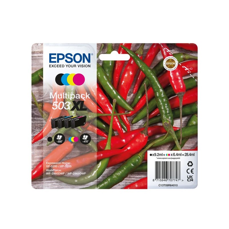 Epson C13T09R64010 503XL Kit 4 Cartucce Originali BK C M Y