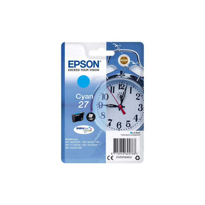Epson C13T27024012 T2702 27 Cartuccia Originale C Ciano 300 Pagine