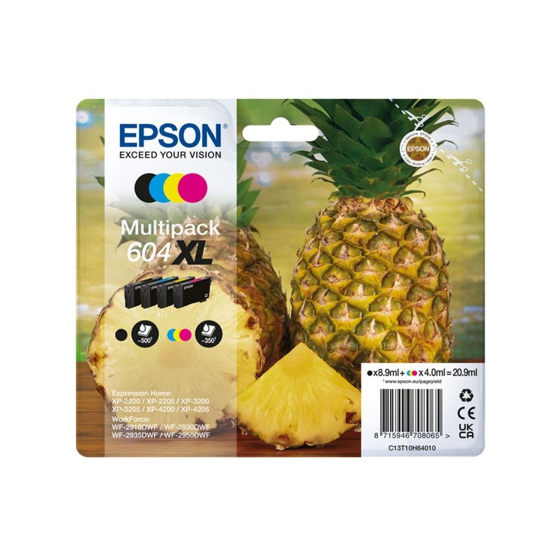 Epson C13T10H64010 604XL Kit 4 Cartucce Originali BK C M Y