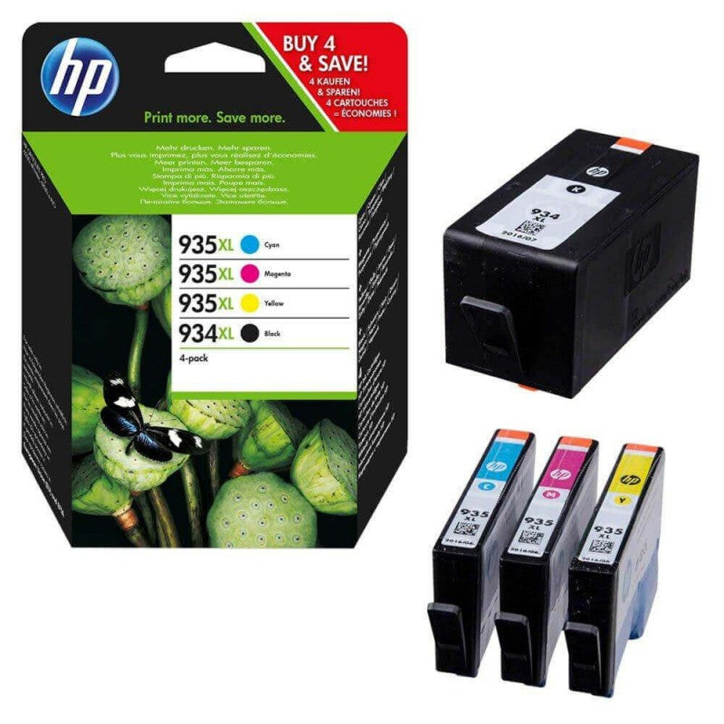HP X4E14AE 934 XL 935 Multipack 4 Cartucce Originali Bk C M Y XL