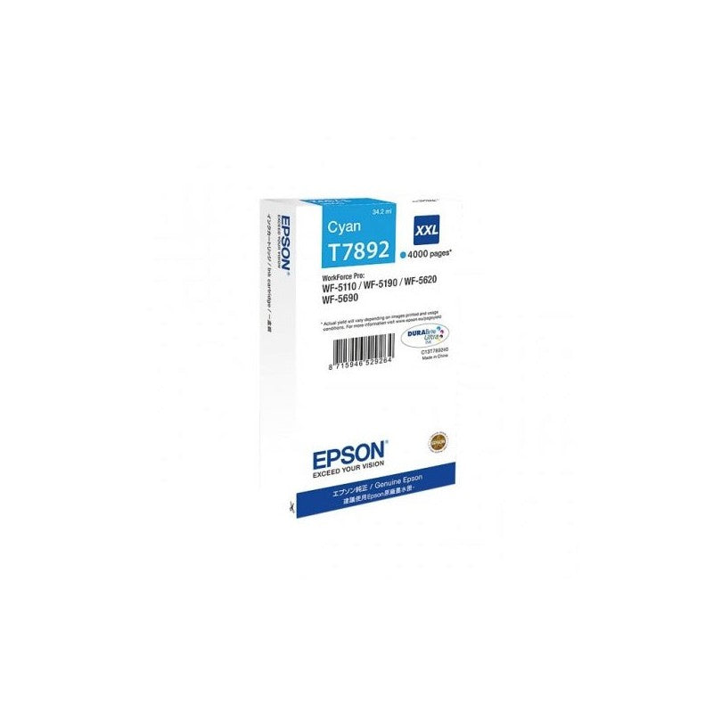 Epson C13T789240 T7892 T7892XXL Cartuccia Originale C Ciano 4000 Pagine