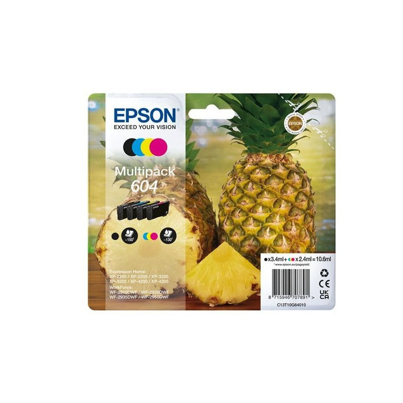 Epson C13T10G64010 604 Kit 4 Cartucce Originali BK C M Y