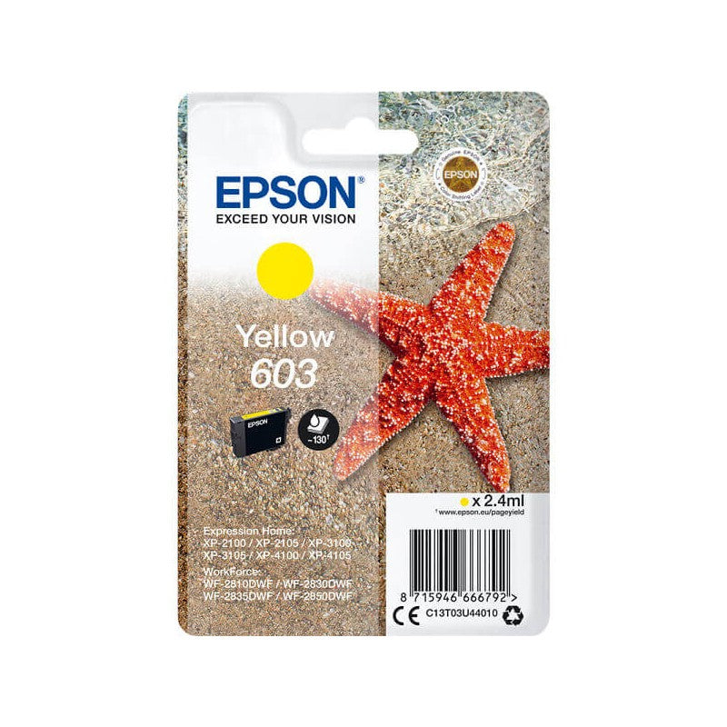 Epson C13T03U44010 603 Cartuccia Originale Y Yellow 130 Pagine