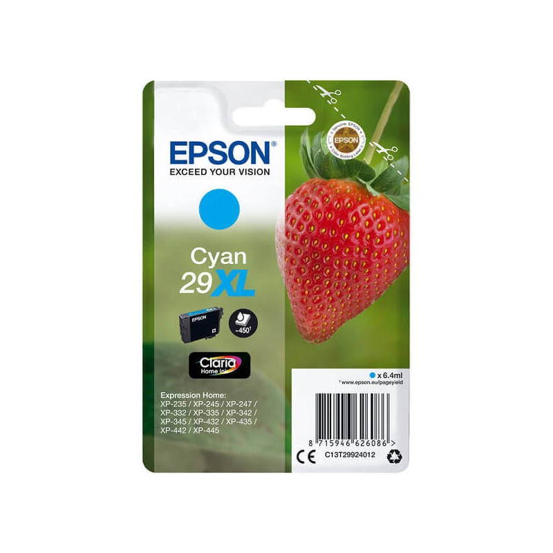 Epson C13T29924012 T2992 29XL Cartuccia Originale C Ciano 450 Pagine