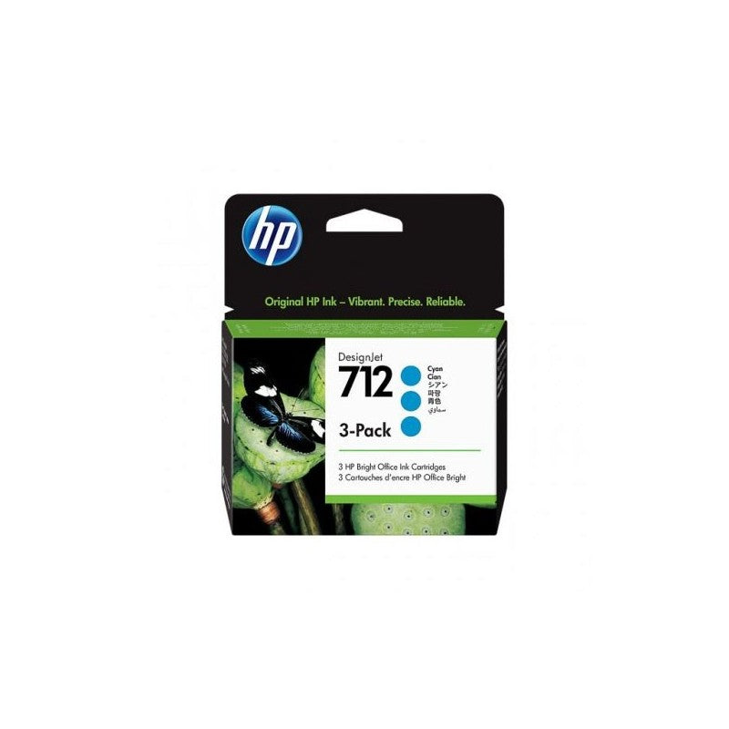 HP 3ED77A 712 Kit 3 Cartucce Originali C Ciano