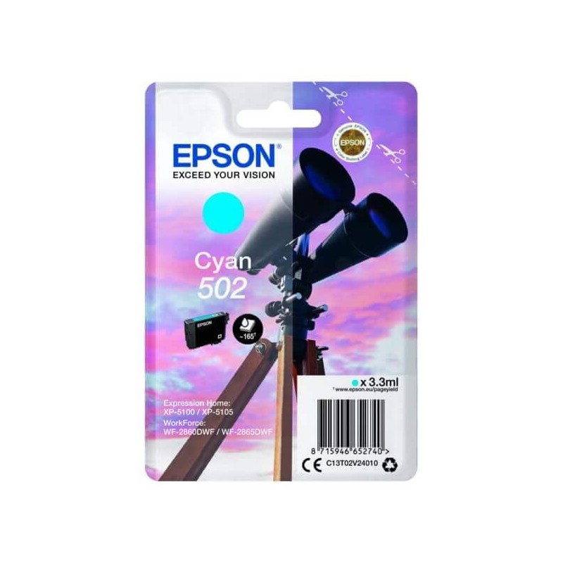 Epson C13T02V24010 502 Cartuccia Originale C Ciano 160 Pagine
