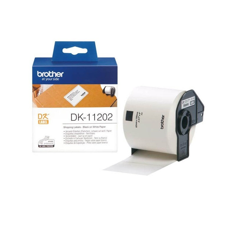 Brother DK-11202 Rotolo da 300 Etichette in Carta Originali 62mm x 100mm Nero su Bianco