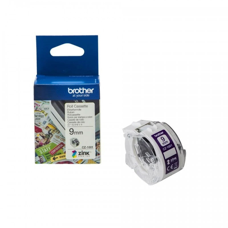 Brother CZ1001 Rotolo Etichette Originali per Etichette a colori 9mm x 5 Metri