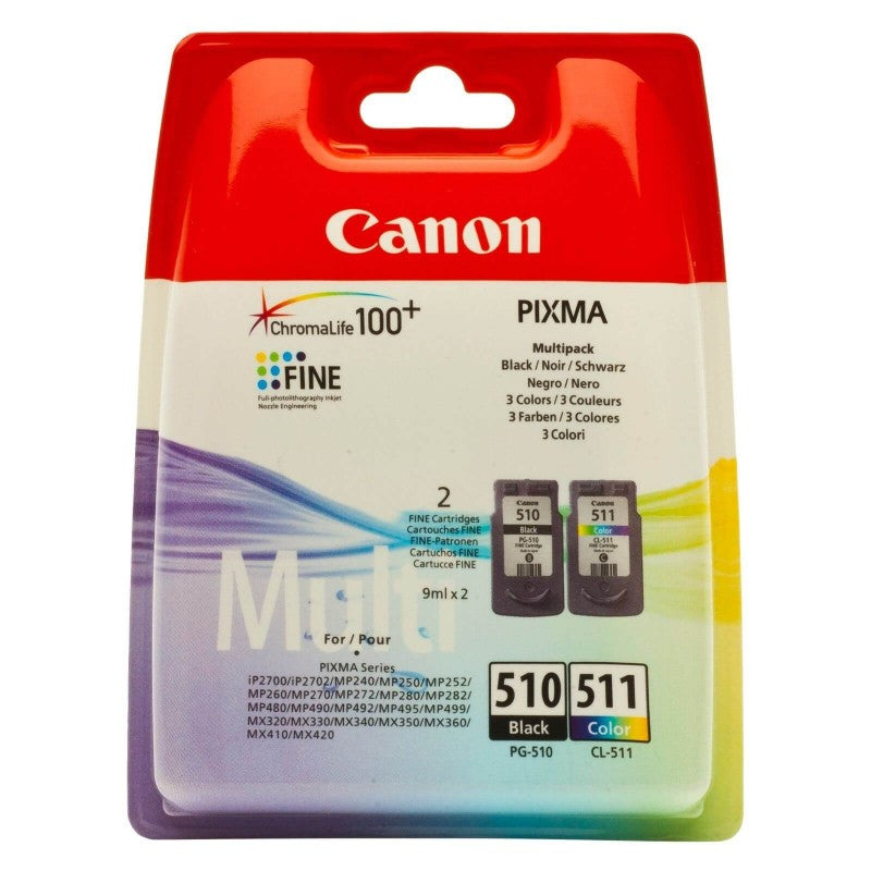Canon PG-510 + CL-511 2970B010 Kit 2 Cartucce Originali Bk Col
