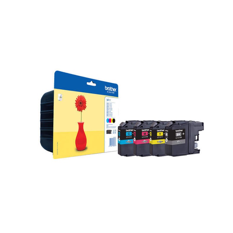 Kit 4 Cartucce Originali Brother LC-121 300 Pagine Bk 300 Pagine C M Y
