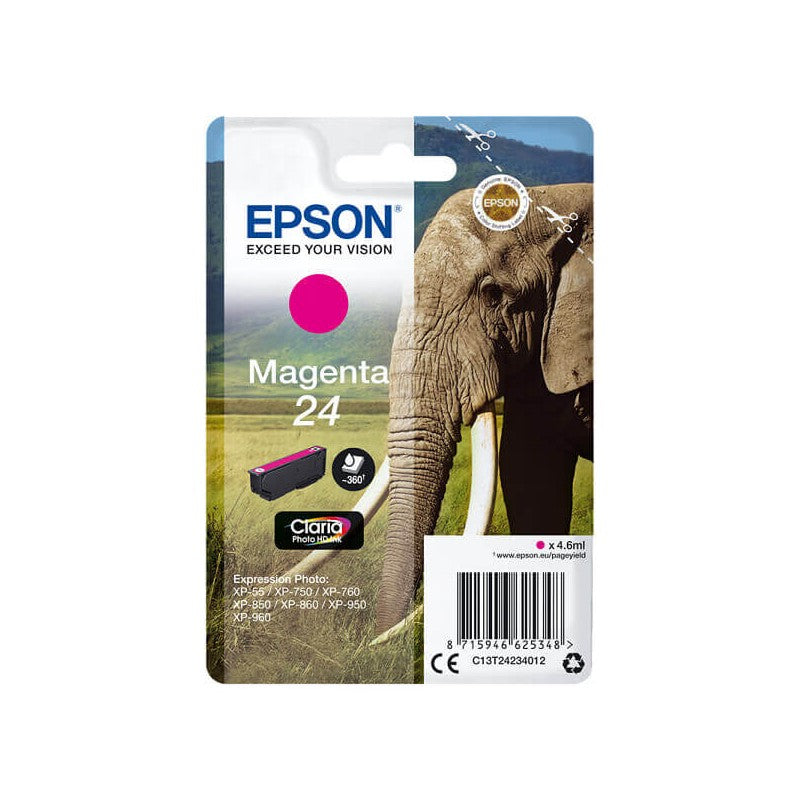 Epson C13T24234012 T2423 24 Cartuccia Originale M Magenta 360 Pagine