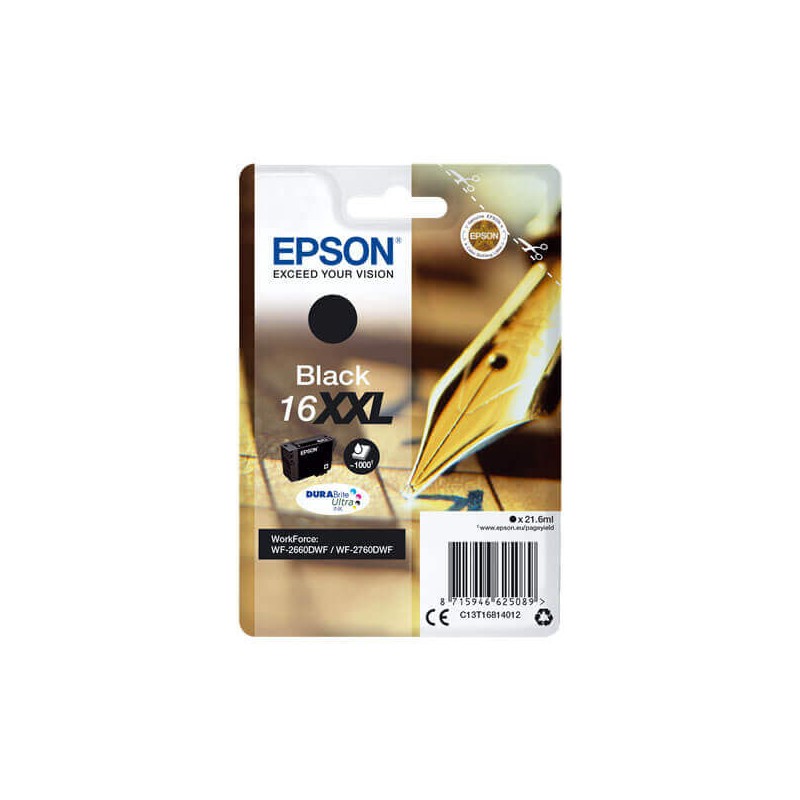 Epson C13T16814012 T1681 16XXL Cartuccia Originale Bk Nero 1000 Pagine