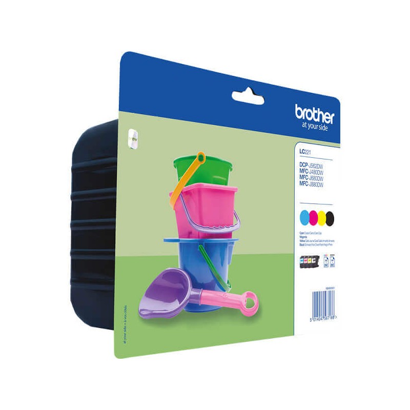 Kit 4 Cartucce Originali Brother LC-221 260 Pagine Bk 260 Pagine C M Y