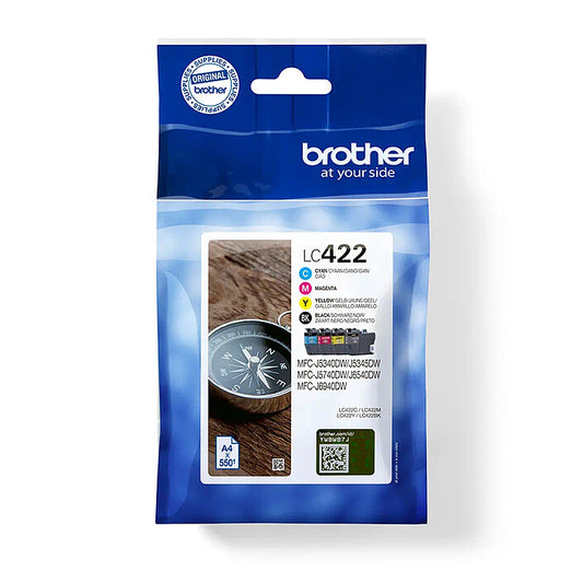Kit 4 Cartucce Originali Brother LC422 Bk Nero ciano mahenta yellow