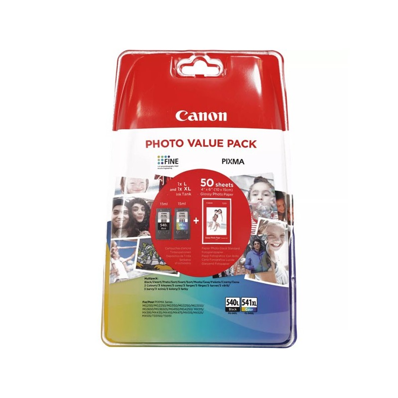 Canon PG-540L + CL-541XL 5224B007 Kit 2 Cartucce Originali Bk Col + Carta Fotografica