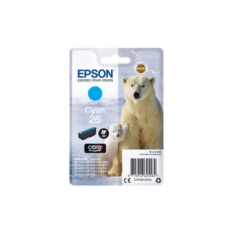 Epson C13T26124012 T2612 26 Cartuccia Originale C Ciano 300 Pagine