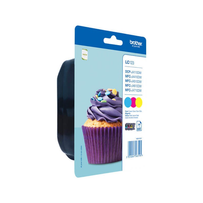 Kit 3 Cartucce Originali Brother LC-123 C M Y 600 Pagine
