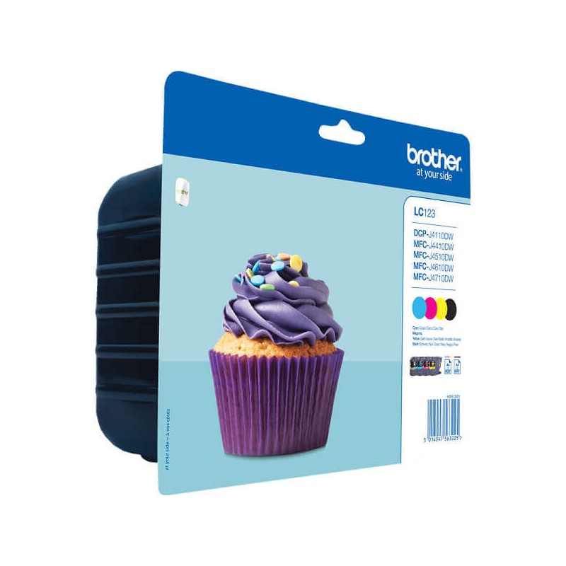 Kit 4 Cartucce Originali Brother LC-123 600 Pagine Bk 600 Pagine C M Y