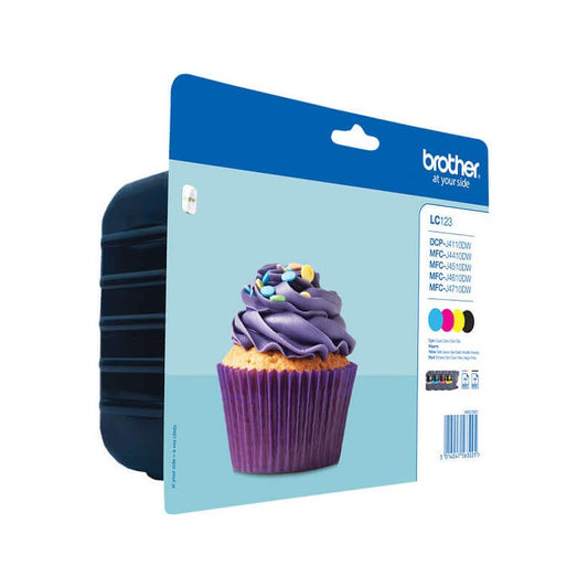 Kit 4 Cartucce Originali Brother LC-123 600 Pagine Bk 600 Pagine C M Y