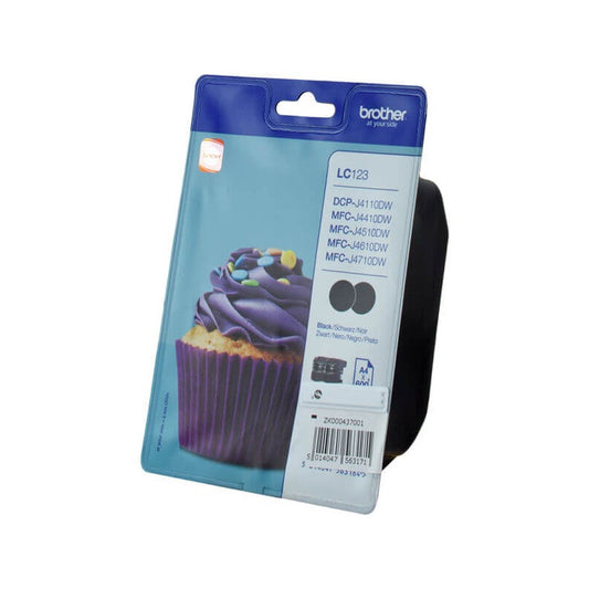 Kit 2 Cartucce Originali Brother LC-123BK Bk Nero 600 Pagine