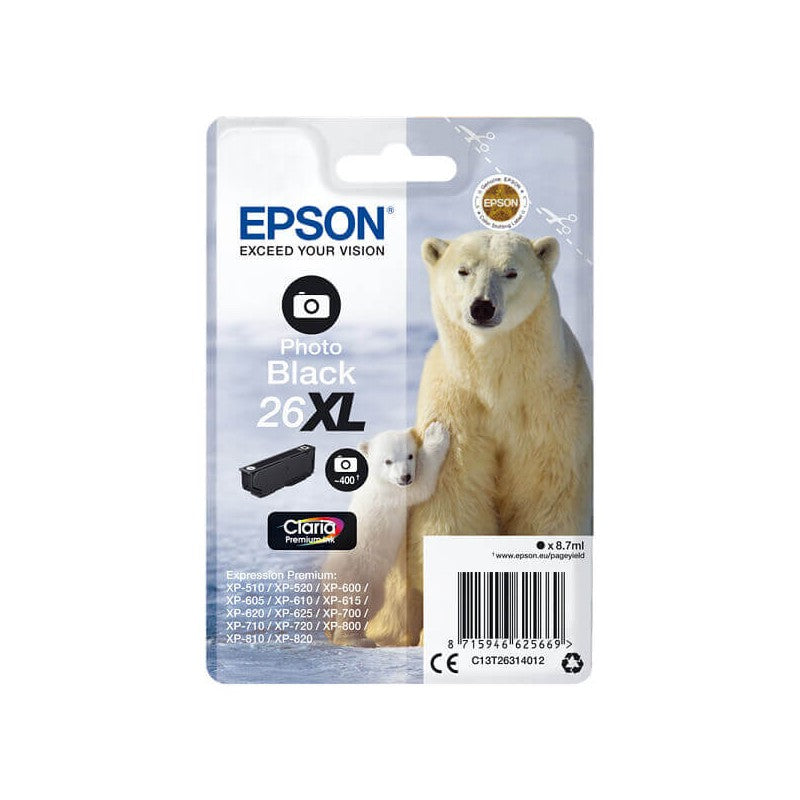 Epson C13T26314012 T2631 26XL Cartuccia Originale Photo Bk Nero 400 Pagine