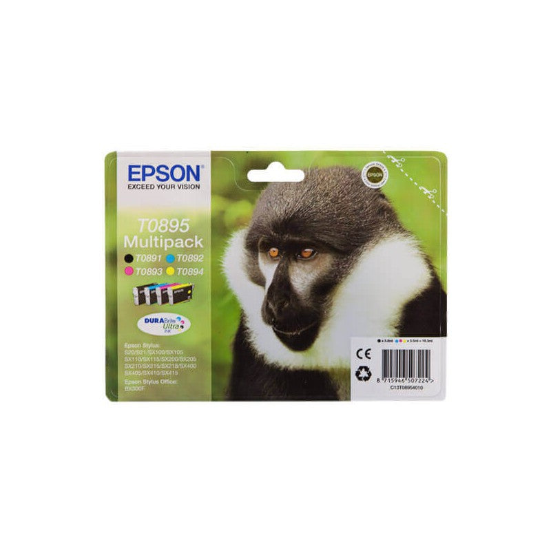 Epson C13T08954011 T0895 Kit 4 Cartucce Originali Bk Nero Ciano Magenta Yellow