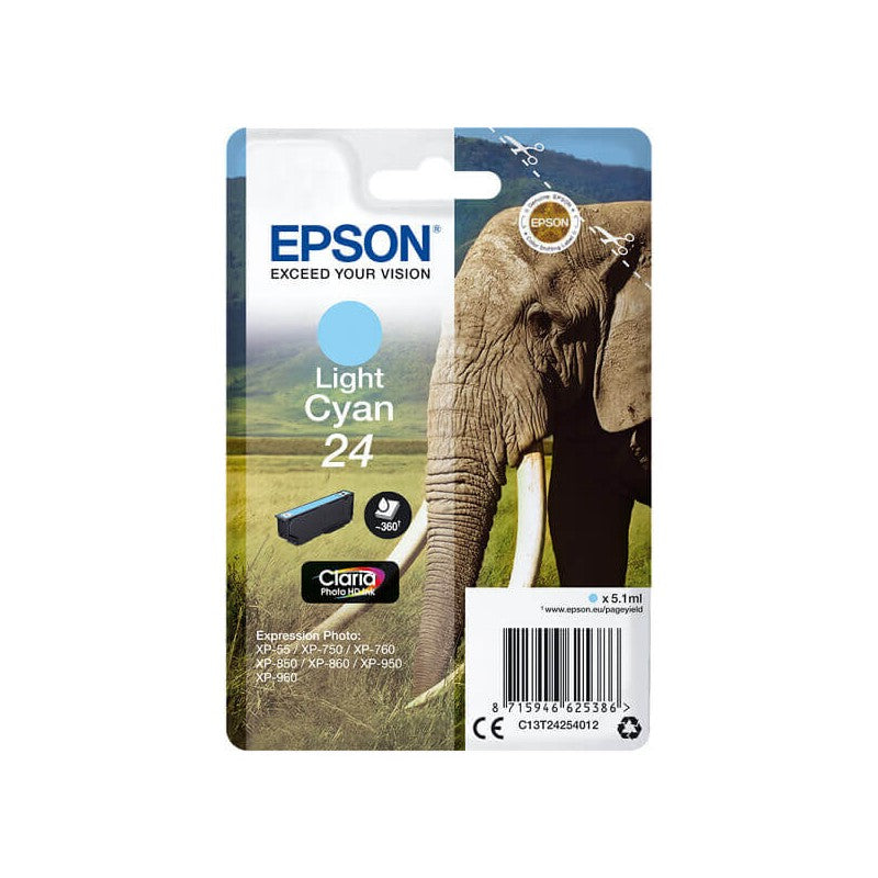 Epson C13T24254012 T2425 24 Cartuccia Originale Light Ciano 360 Pagine