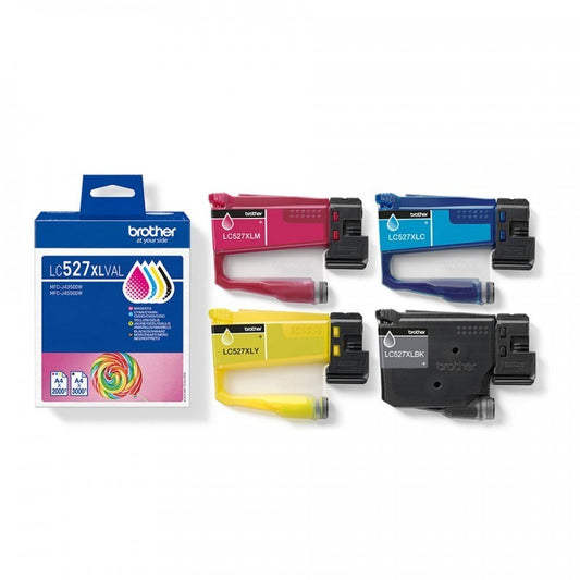 Kit 4 Cartucce Originali Brother LC527XL LC-527XL BK 3000 Pagine CMY 2000 Pagine