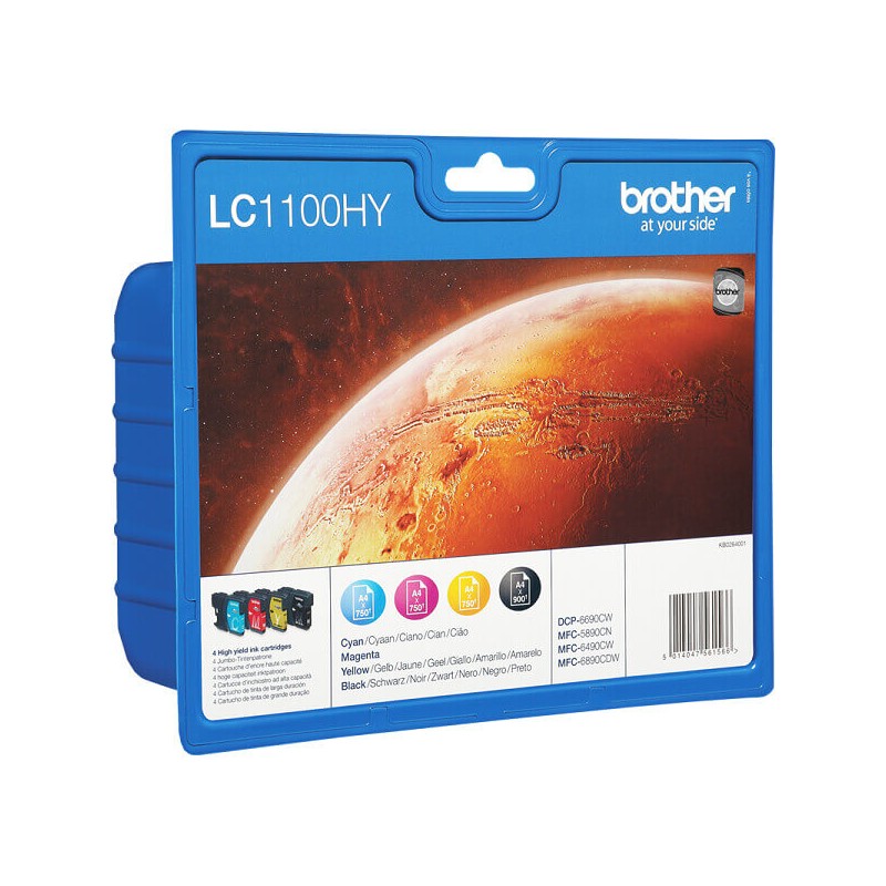 Kit 4 Cartucce Originali Brother LC-1100HY 900 Pagine Bk 750 Pagine C M Y