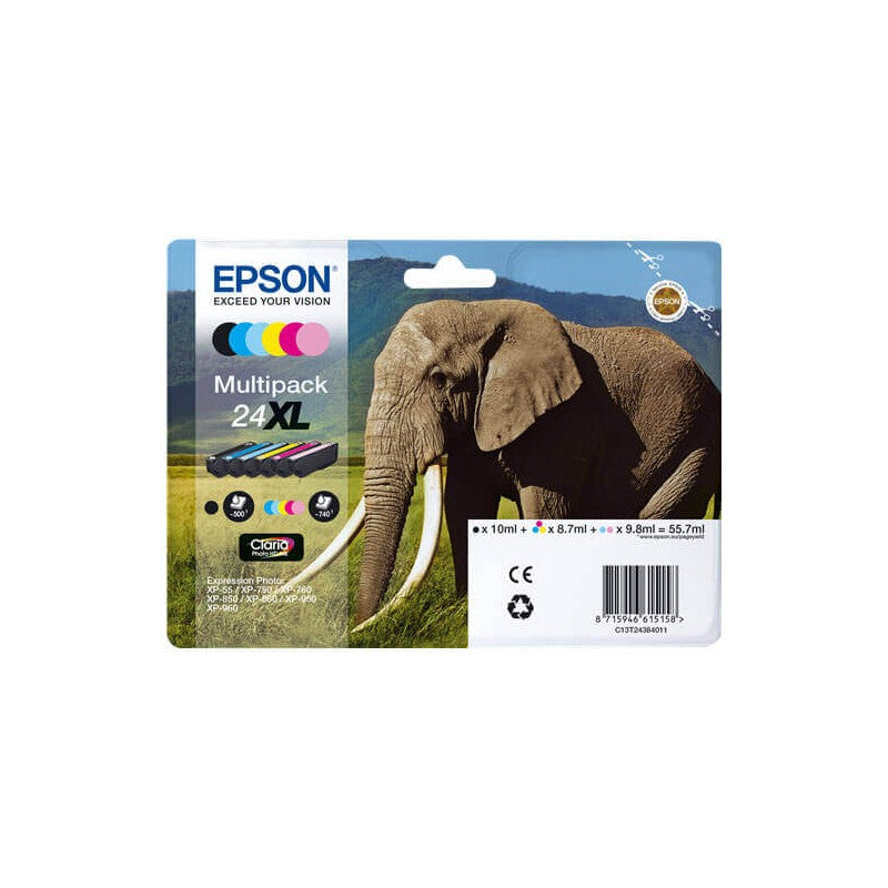 Epson C13T24384011 T2438 24XL Kit 6 Cartucce Originali BK C M Y LC LM